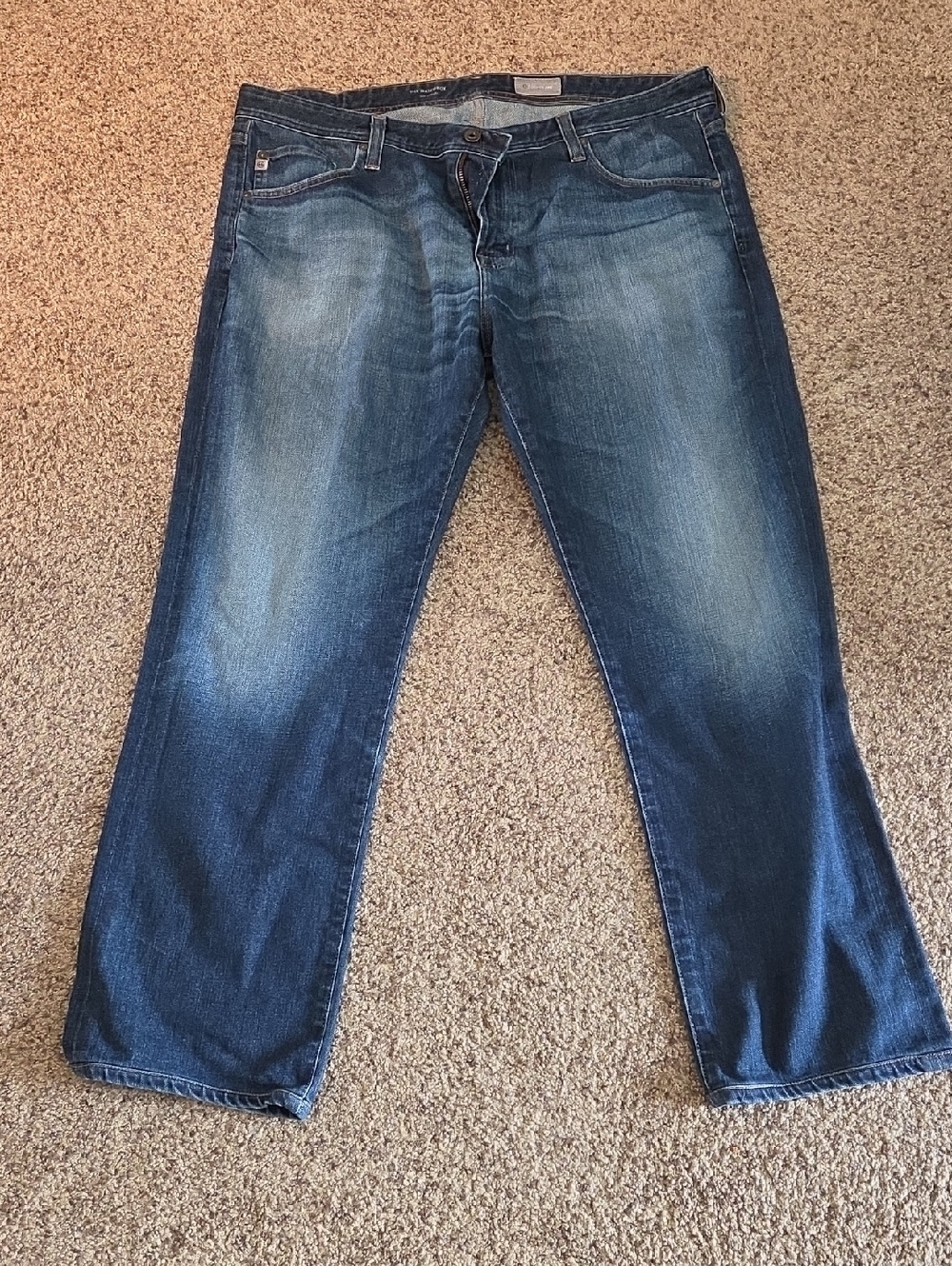 AG Adriano Goldschmied Men's Bootcut Dark Blue Washed Denim Jeans